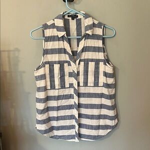 Velvet Heart Blue and White Striped Sleeveless Shirt